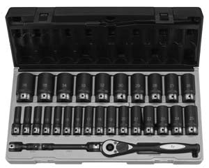GREY PNEUMATIC 1/2" Drive 12 Point 29 PieceMetric Deep Duo Socket Set GY82229MD - Direct Tool Source
