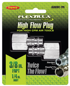 LEGACY High Flow Plug 1/4" Body 3/8"FNPT 2-Pack Flexzilla?? Pro MTA53630FZ-2PK - Direct Tool Source