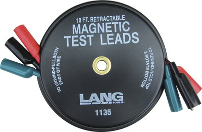 LANG Magnetic Retractable Test Leads- 3 Leads x 10-ft. LG1135 1135 - Direct Tool Source