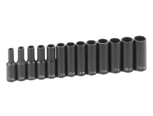 GREY PNEUMATIC 3/8" Drive 13 Piece 12 PointDeep Metric Set GY1203MD - Direct Tool Source