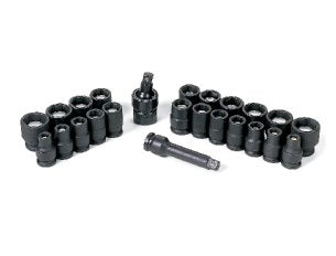 GREY PNEUMATIC 3/8" Drive 24 Piece StandardLength SAE/Metric Magnetic Set GY1224G - Direct Tool Source
