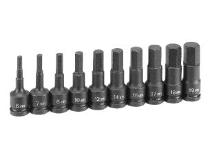 GREY PNEUMATIC 1/2" Drive 10 Piece MetricHex Driver Set GY1498MH - Direct Tool Source