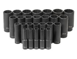 GREY PNEUMATIC 1/2" Drive 26 Piece 12 PointDeep Length Metric Set GY1726MD - Direct Tool Source