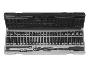 GREY PNEUMATIC 1/4" Drive 6 Point 53 PieceFract. & Metric Duo Socket Set GY89653CRD - Direct Tool Source