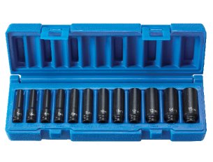 GREY PNEUMATIC 1/4" Drive 12 Piece MetricMagnetic Impact Socket Set GY9712MG - Direct Tool Source