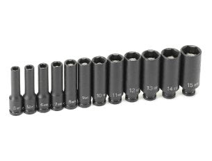 GREY PNEUMATIC 1/4" Drive 12 Piece MetricMagnetic Impact Socket Set GY9712MG - Direct Tool Source