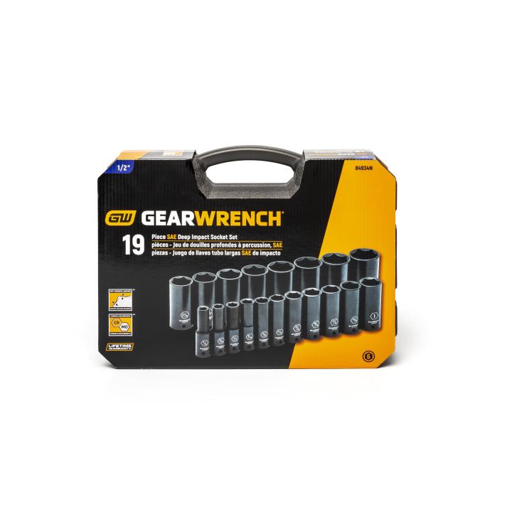 GEARWRENCH 19 Pc. 1/2" Drive 6 Point SAEDeep Impact Socket Set KD84934N - Direct Tool Source