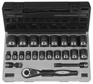 GREY PNEUMATIC 1/2" Drive 12 Point 22 PieceFractional Duo Socket Set GY82222 - Direct Tool Source