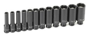 GREY PNEUMATIC 1/4" Drive 12 Piece DeepMetric Magnetic Impact Set GY9712MDG - Direct Tool Source