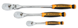 GEARWRENCH 3 Pc 1/4" 3/8" 90T Cushion Grip Flex Head Ratchet Set - Direct Tool Source