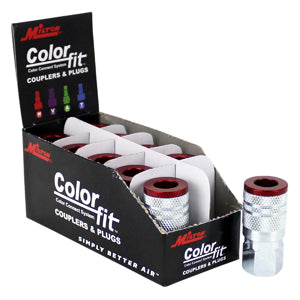 MILTON 1/4" NPTF ColorFit Couplers M Style Red MI715MC - Direct Tool Source