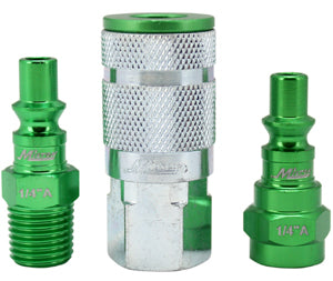 MILTON 3 Piece A-Style 1/4" NPT GreenColorFit Coupler & Plug Kit MIS-303AKIT - Direct Tool Source