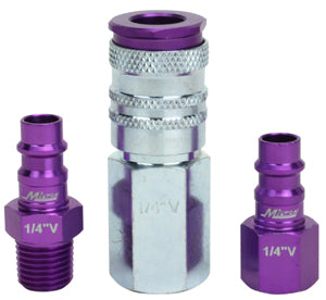 MILTON 3 Piece Hi-Flo V-Style 1/4"NPT Purple ColorFit-Mega-Flow MIS-303VKIT - Direct Tool Source