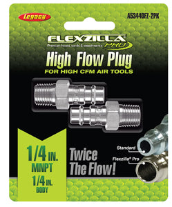 LEGACY High Flow Plug 1/4" Body 1/4"MNPT 2-Pack Flexzilla?? Pro MTA53440FZ-2PK - Direct Tool Source