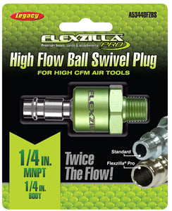 LEGACY High Flow Ball Swivel Plug1/4" Body 1/4" MNPT Flexzilla?? MTA53440FZBS - Direct Tool Source