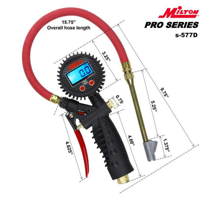 MILTON Pro Digital Pistol Grip 255 PSI Inflator Gauge  Straight MIS-577D - Direct Tool Source