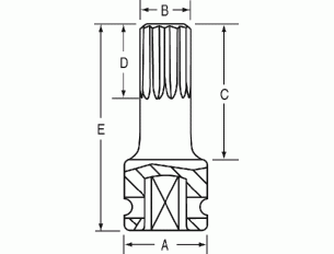 GREY PNEUMATIC 1/2" Drive x M16 Tamper ProofTriple Square Driver GY2116ST - Direct Tool Source